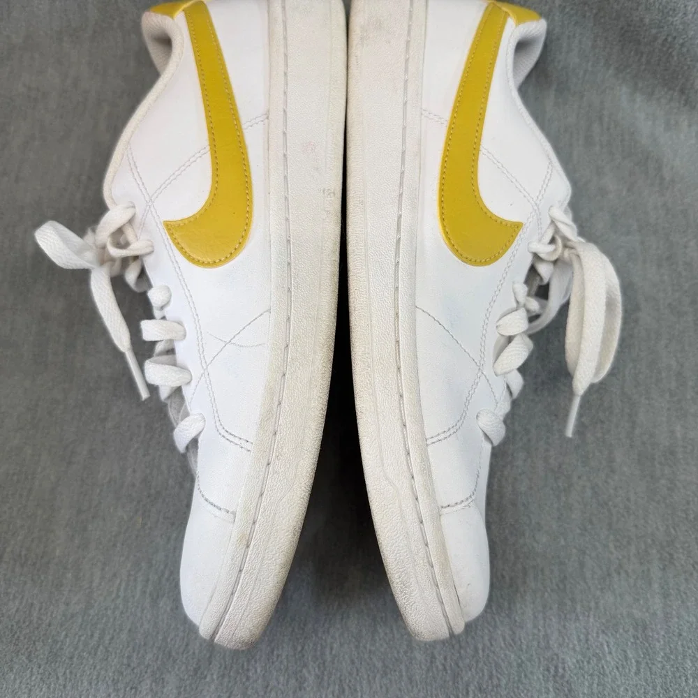 Nike Court Royale 2 Sneakers Womens Size 9 White Yellow Good Low‎ Top Leather